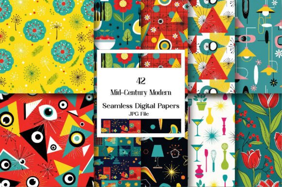 Download Mid-Century Modern Seamless Patterns - Premium Bundle