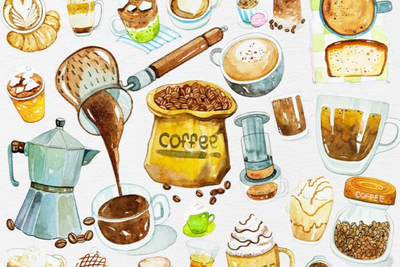 Download Coffee Clipart Watercolor DIY Elements - Coffee Collection