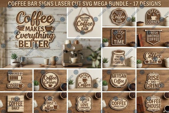 Download Coffee Bar Signs Laser Cut SVG Mega Bund - Coffee Collection