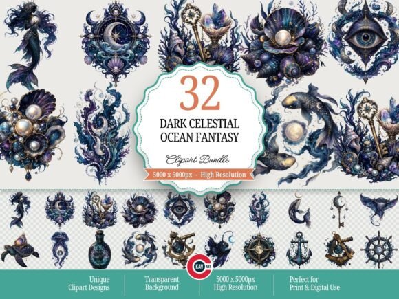 Download Dark Celestial Ocean Fantasy Clipart - Premium Resources